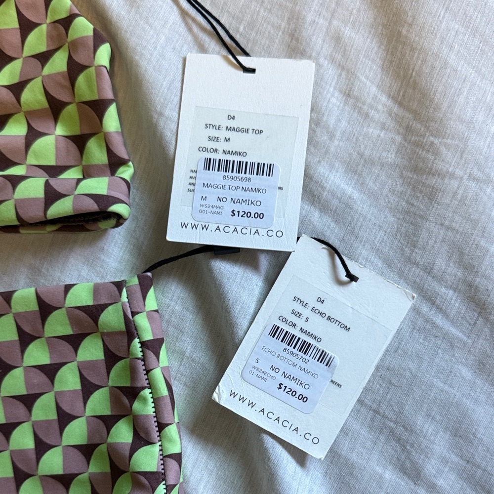 Acacia Swimwear Green and Black Patterned Bikini - Picture 2 of 5